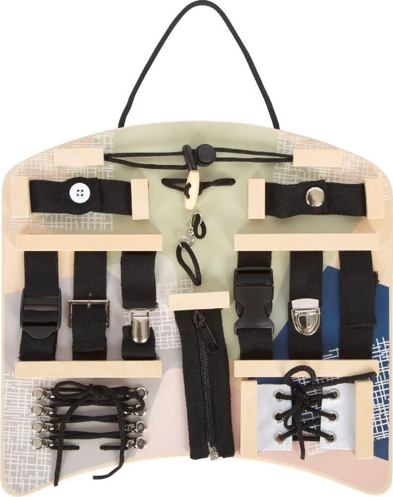 small foot Connectors and Fastenings Activity Board, diverse motor skills fun for kids aged 3+ years, 12391 Montessori Toys