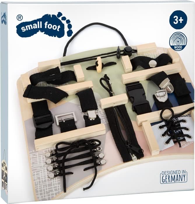 small foot Connectors and Fastenings Activity Board, diverse motor skills fun for kids aged 3+ years, 12391 Montessori Toys