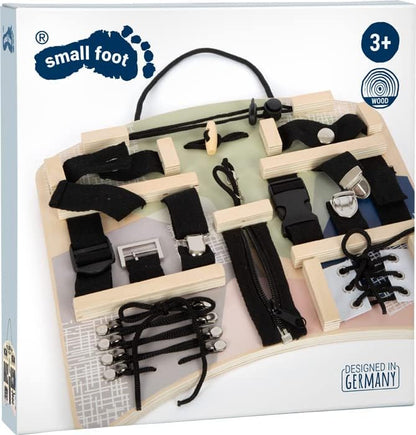 small foot Connectors and Fastenings Activity Board, diverse motor skills fun for kids aged 3+ years, 12391 Montessori Toys
