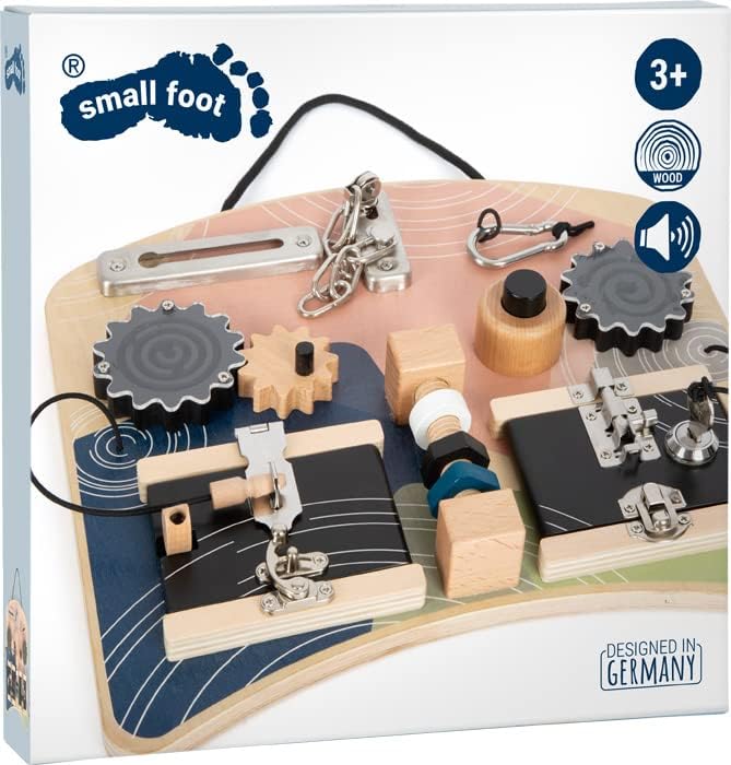 Small Foot Locks and Rotation Activity Board, Diverse Motor Skills Fun for Kids Aged 3+ Years, 12392 Toys, Multicoloured