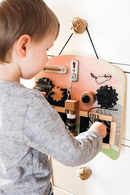 Small Foot Locks and Rotation Activity Board, Diverse Motor Skills Fun for Kids Aged 3+ Years, 12392 Toys, Multicoloured