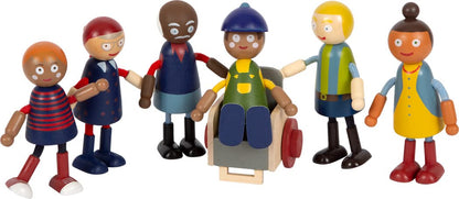 small foot Diversity Bending Family, 6 wooden dolls of different ages, genders, and skin colours, 12396 Toys bending dolls diversity