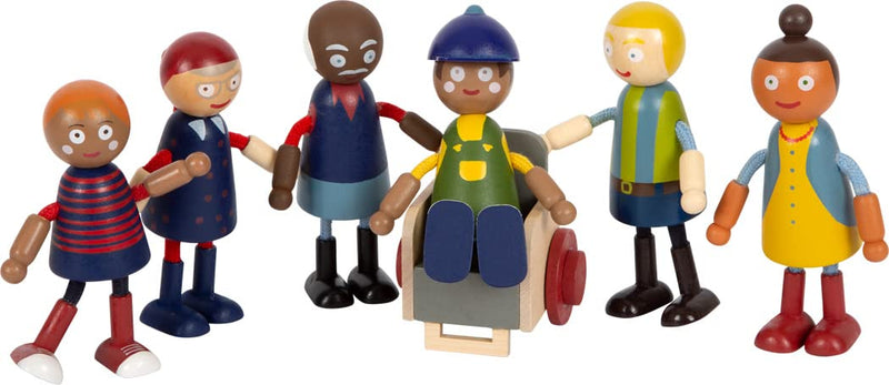 small foot Diversity Bending Family, 6 wooden dolls of different ages, genders, and skin colours, 12396 Toys bending dolls diversity