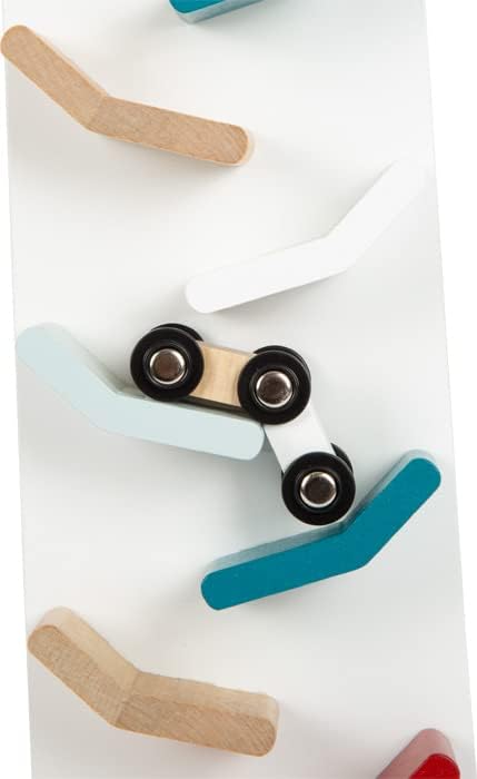 Small Foot Cascading Tower Made, Zig-zag Racetrack for Wooden Cars, Wood Toy for Kids Aged 18+ Months, 12400, White Zigzag race track