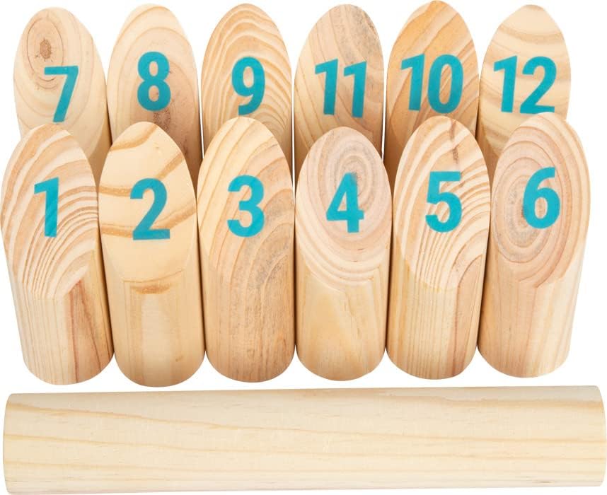 small foot Juego Vikingo Kubb con número Active de Madera, de Exterior para el jardín para Toda la Familia, 12402