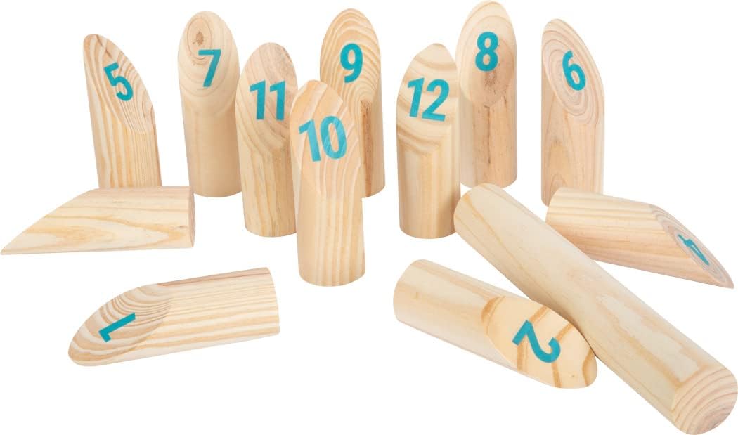 small foot Juego Vikingo Kubb con número Active de Madera, de Exterior para el jardín para Toda la Familia, 12402
