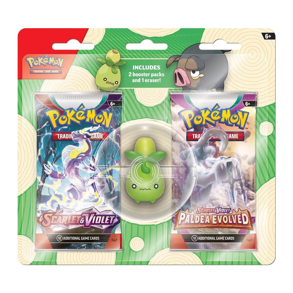 POKEMON TCG: BACK TO SCHOOL 2023: ERASER BLISTER -1 OF 2 RANDOM ERASERS (SMOLIV OR LECHONK