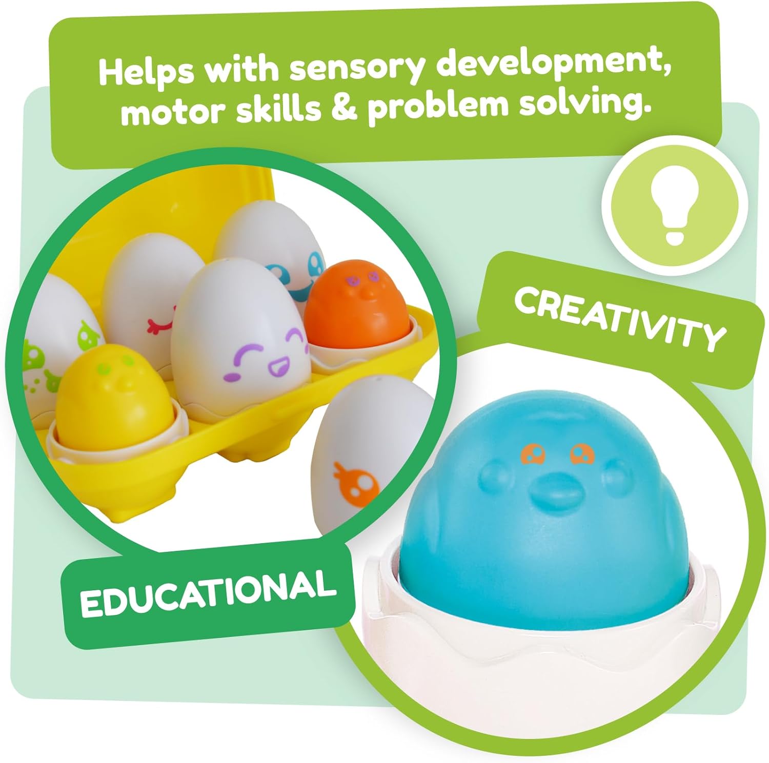 TOMY Toomies Hide and Squeak Eggs Baby Toy - Baby Box of Big Eggs with 3 Squeak Chicks & 3 Rattle Chicks - Colour & Shape Sorter Baby Sensory Toys - Toddler Toys & Baby Toys 6 Months Plus to 36 Months