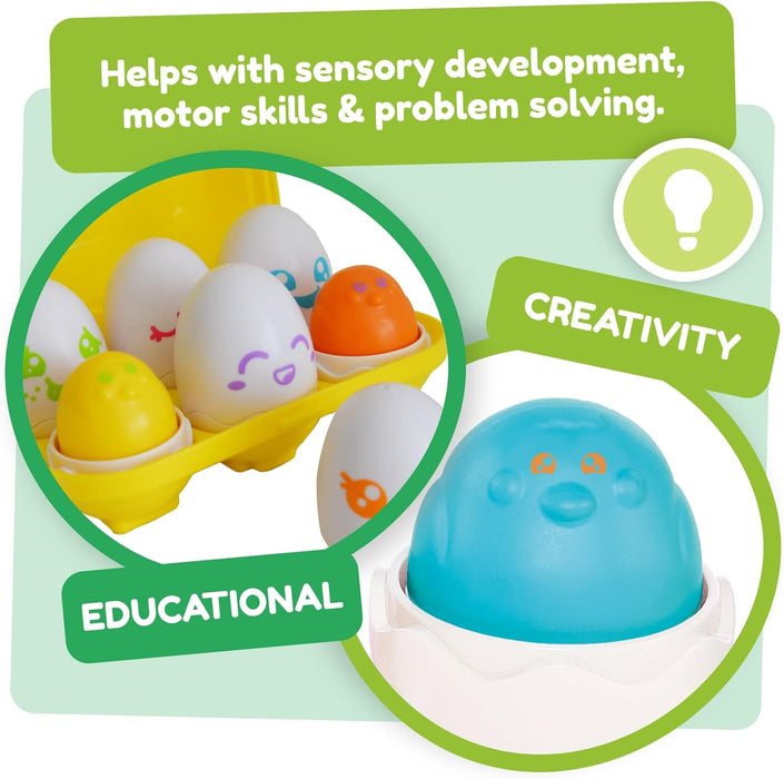 TOMY Toomies Hide and Squeak Eggs Baby Toy - Baby Box of Big Eggs with 3 Squeak Chicks & 3 Rattle Chicks - Colour & Shape Sorter Baby Sensory Toys - Toddler Toys & Baby Toys 6 Months Plus to 36 Months