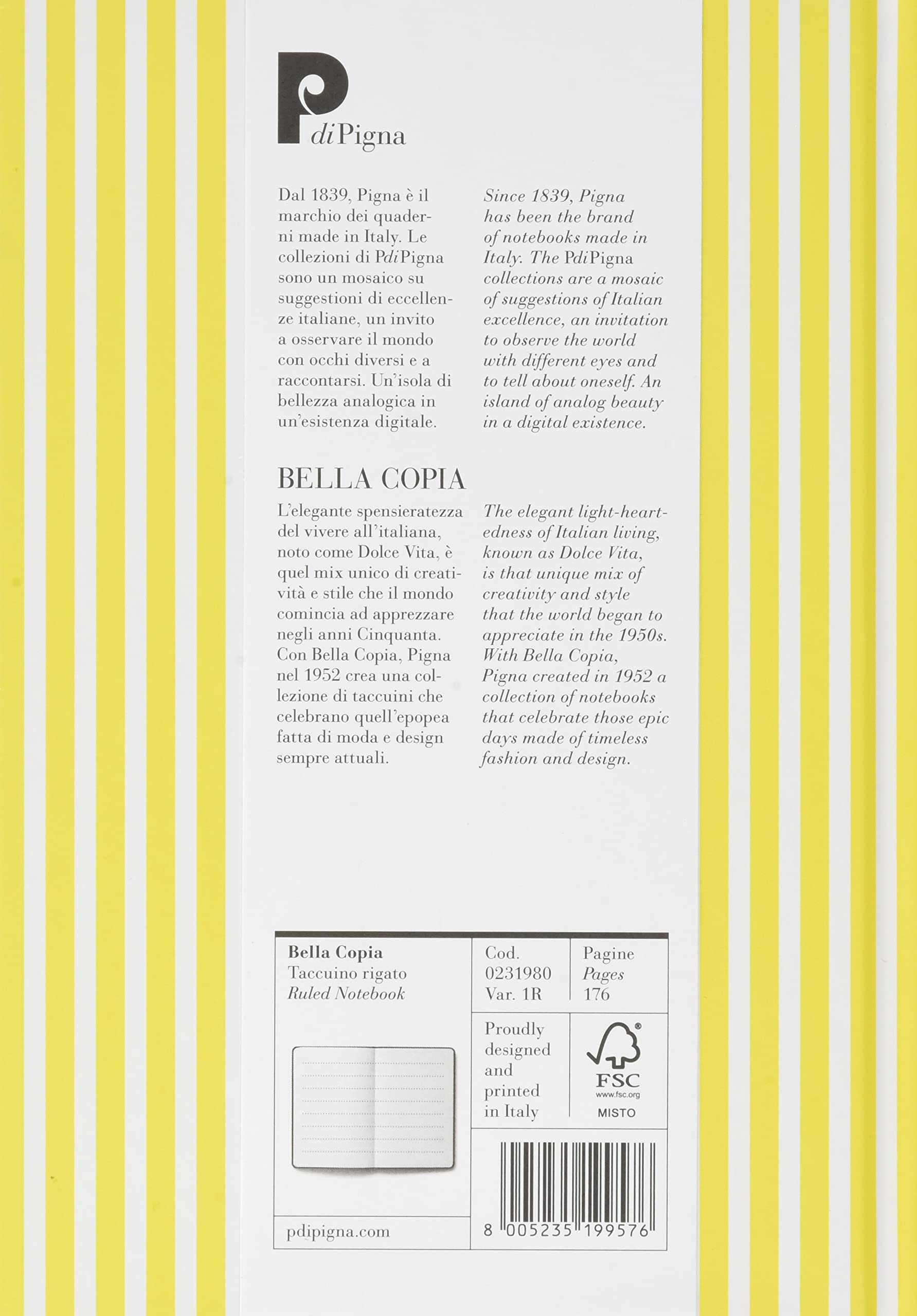 Bella Copia Yellow Midsized Lined Notebook