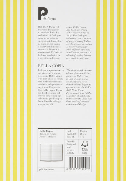 Bella Copia Yellow Midsized Lined Notebook
