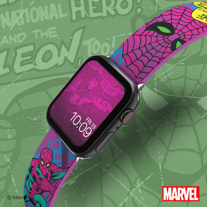 MARVEL – Smartwatch Band - Officially Licensed, Compatible with Every Size & Series of Apple Watch (watch not included) Spider-Man Black Light