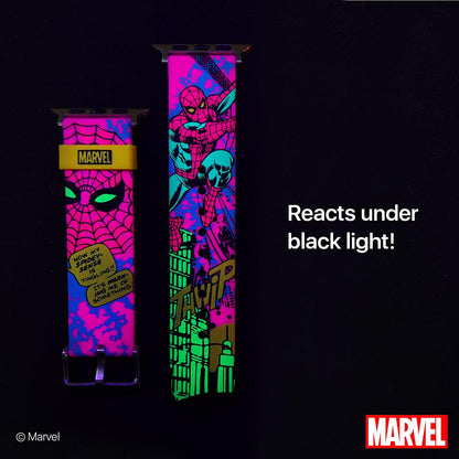 MARVEL – Smartwatch Band - Officially Licensed, Compatible with Every Size & Series of Apple Watch (watch not included) Spider-Man Black Light