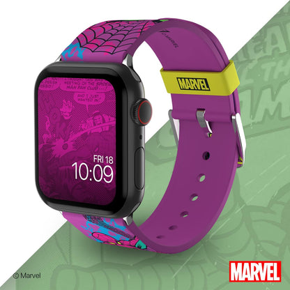 MARVEL – Smartwatch Band - Officially Licensed, Compatible with Every Size & Series of Apple Watch (watch not included) Spider-Man Black Light