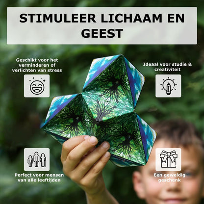 SHASHIBO Shape Shifting Box - Award-Winning, Patented Fidget Cube w/ 36 Rare Earth Magnets - Transforms Into Over 70 Shapes (Earth - Explorer Series)