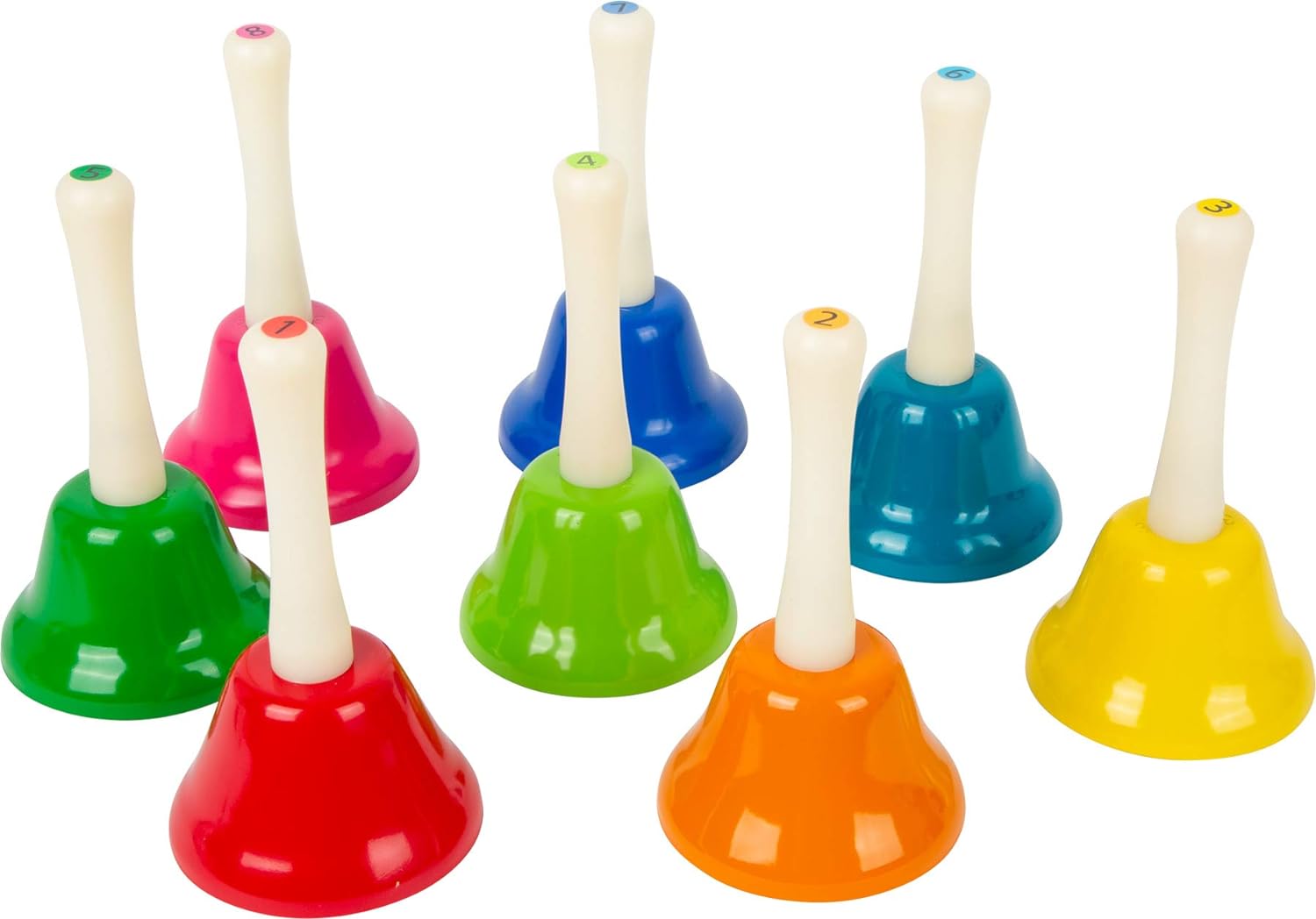 Small Foot 11693 Hand Bells Set, Set of 8, Toy for Early Education, Wooden Musical Instrument, for Ages 3+ Years, Multicoloured
