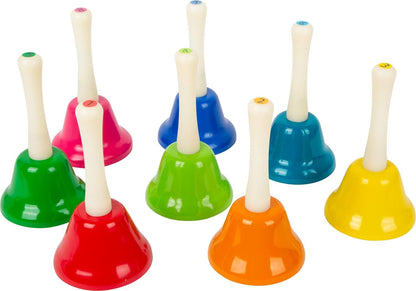 Small Foot 11693 Hand Bells Set, Set of 8, Toy for Early Education, Wooden Musical Instrument, for Ages 3+ Years, Multicoloured