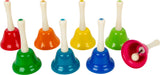 Small Foot 11693 Hand Bells Set, Set of 8, Toy for Early Education, Wooden Musical Instrument, for Ages 3+ Years, Multicoloured