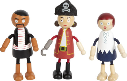 small foot Wooden Bending Dolls, 5 Pirates and 1 Monkey, richly Detailed and Flexible, Ages 3+ Years, 12412 Toys