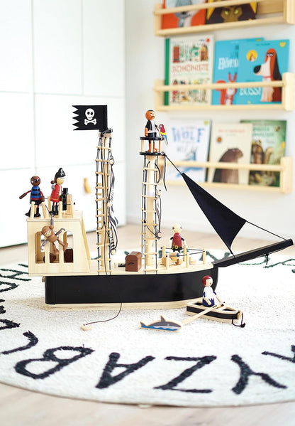 small foot Wooden Bending Dolls, 5 Pirates and 1 Monkey, richly Detailed and Flexible, Ages 3+ Years, 12412 Toys