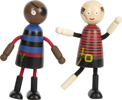 small foot Wooden Bending Dolls, 5 Pirates and 1 Monkey, richly Detailed and Flexible, Ages 3+ Years, 12412 Toys
