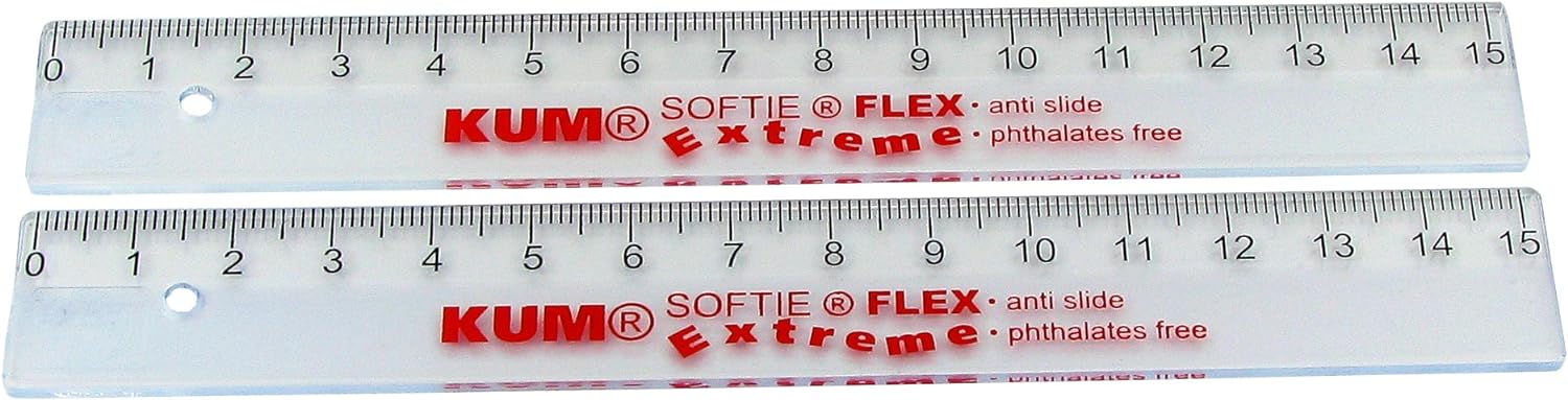 Kum az225.09.19 T L1 Softie Flex Extremely Flexible Ruler, 1 Piece, 15 cm, Transparent Ruler 15 cm