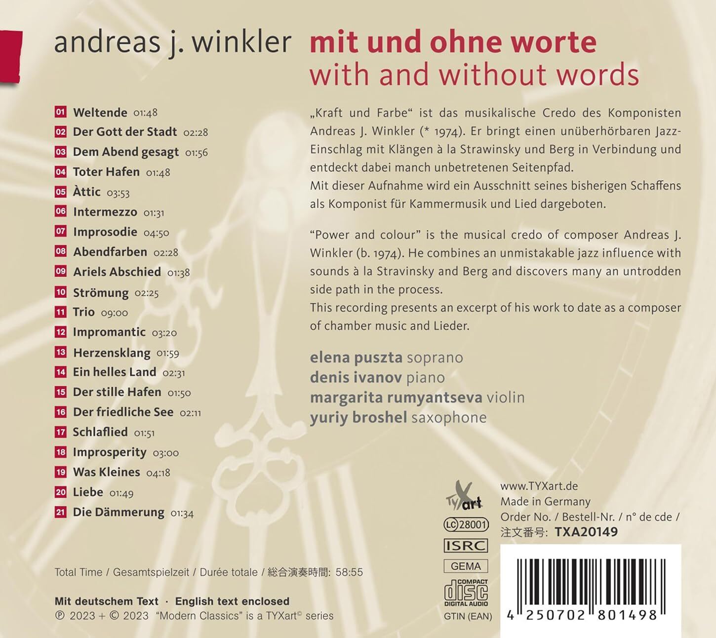 Andreas J. Winkler: Mit Und Ohne Worte: With and Without Words