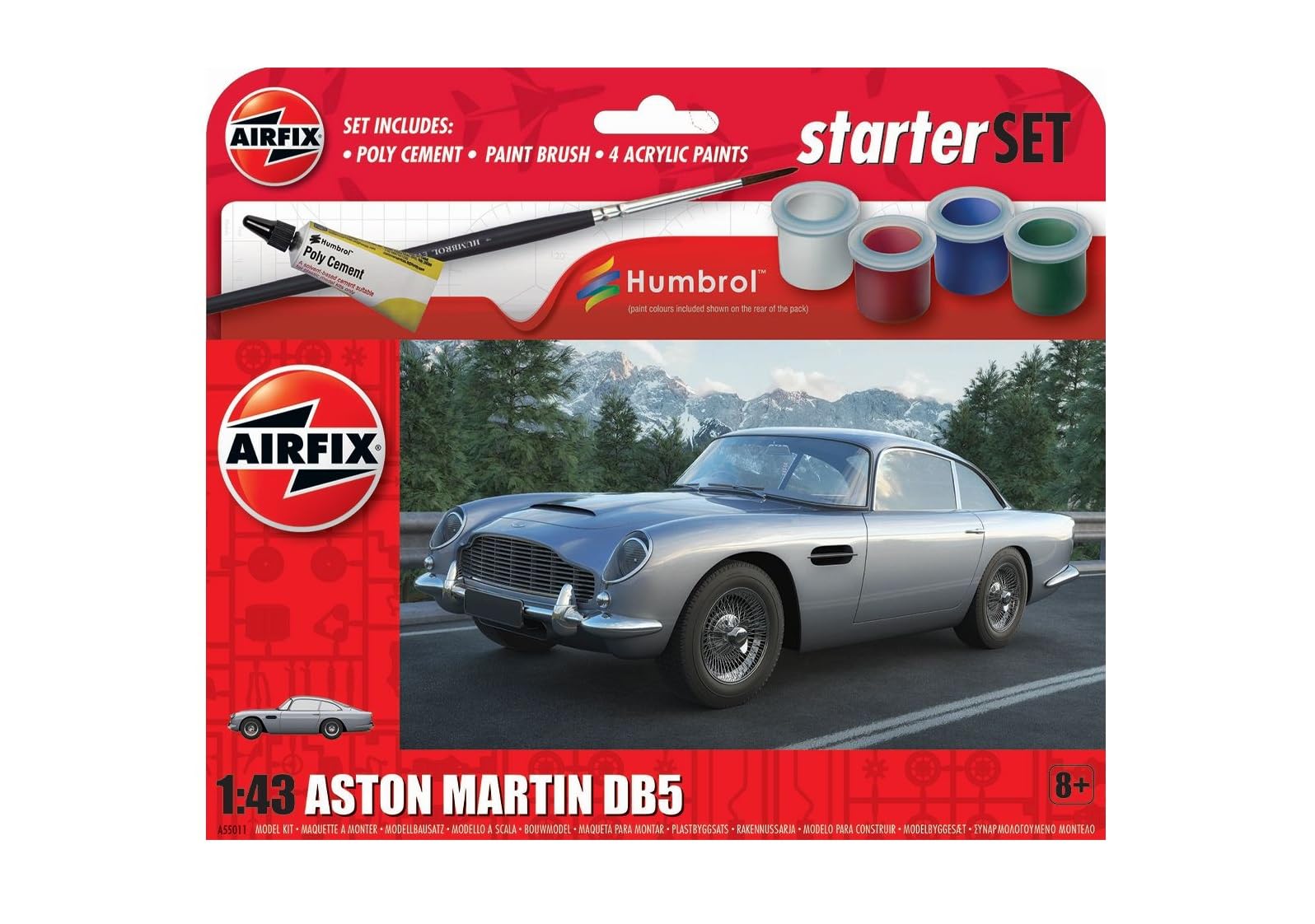 Airfix A55011 Starter Set-Aston Martin DB5, un Painted, 1:43 Scale
