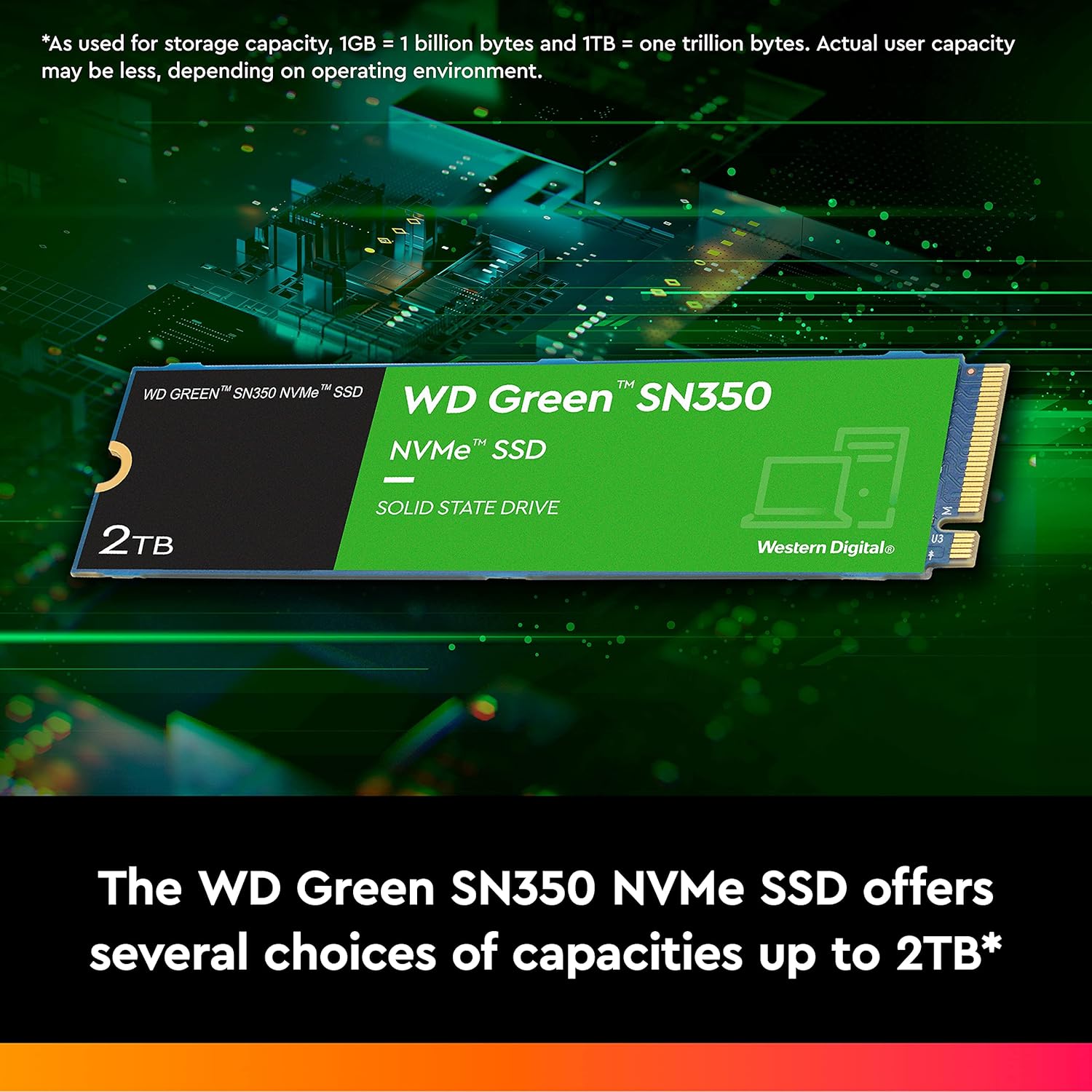 Western Digital WD Green SN350 500GB M.2 NVMe SSD, with 2400MB/s Read Speed and Up to 1500MB/s Write Speed