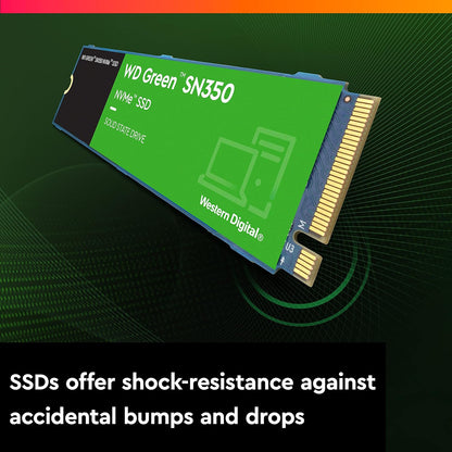 Western Digital WD Green SN350 500GB M.2 NVMe SSD, with 2400MB/s Read Speed and Up to 1500MB/s Write Speed