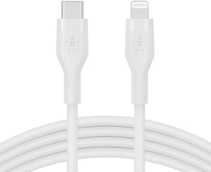 Belkin BoostCharge Flex Silicone USB Type C to Lightning Cable (2M/6.6ft), MFi Certified 20W Fast Charging PD Power Delivery for iPhone 14/14 Plus, 13, 12, Pro, Max, Mini, SE, iPad and More