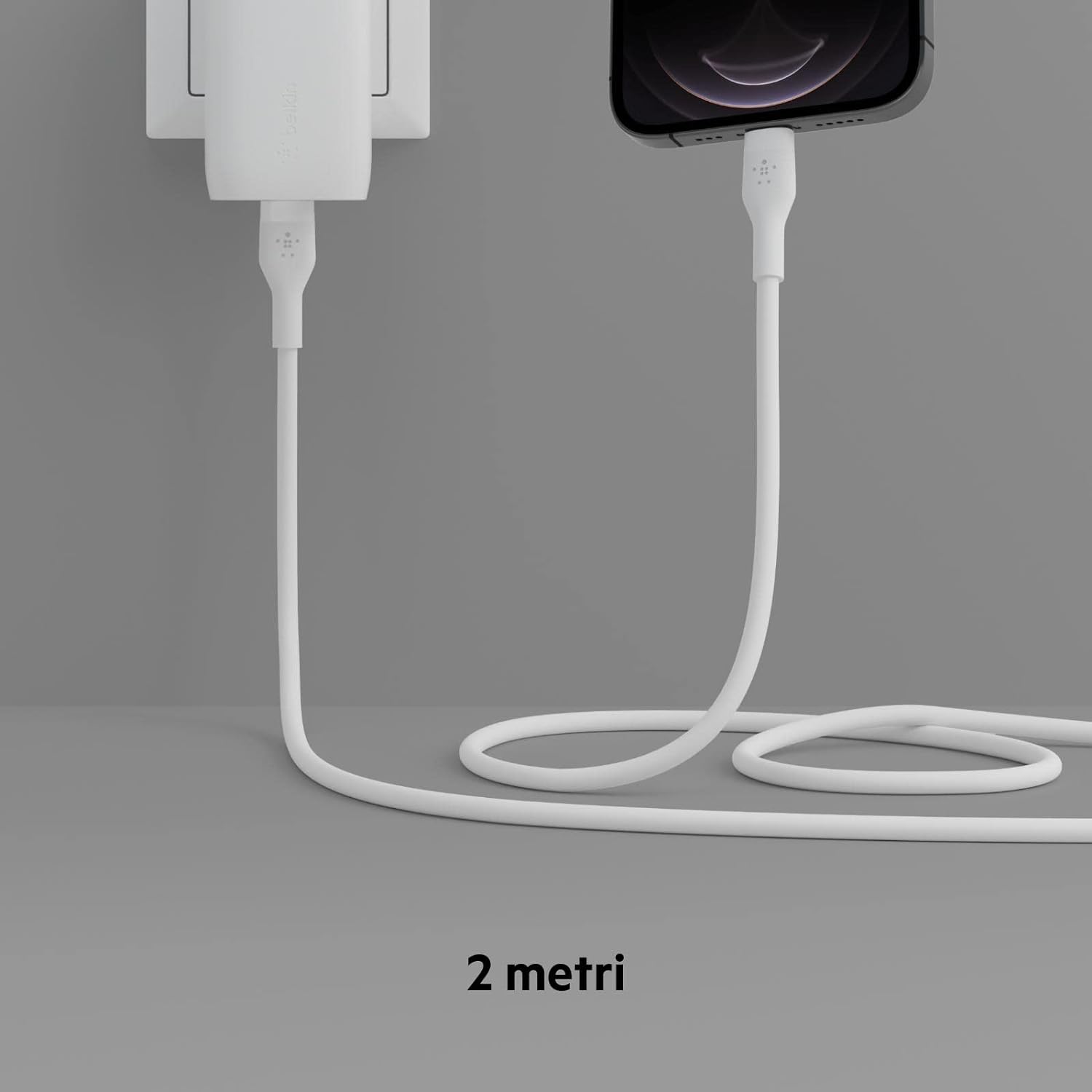 Belkin BoostCharge Flex Silicone USB Type C to Lightning Cable (2M/6.6ft), MFi Certified 20W Fast Charging PD Power Delivery for iPhone 14/14 Plus, 13, 12, Pro, Max, Mini, SE, iPad and More