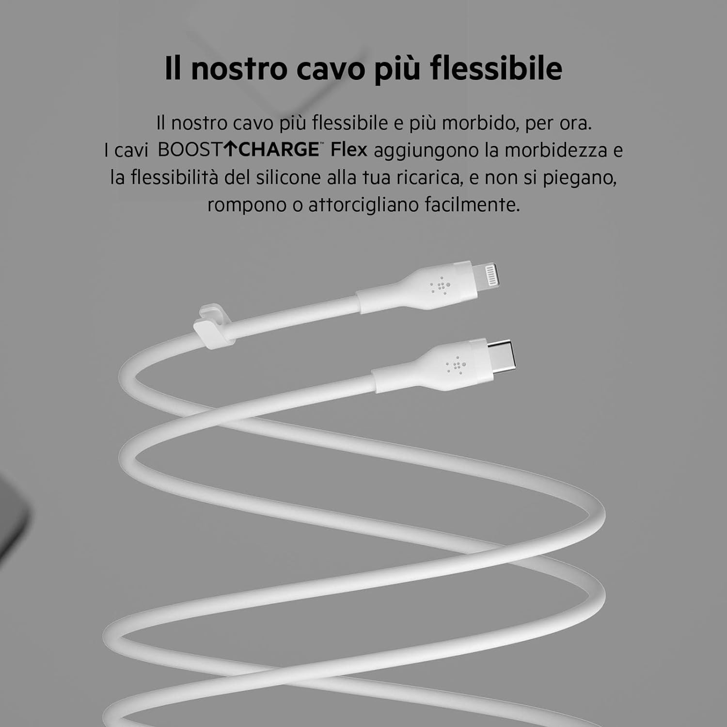 Belkin BoostCharge Flex Silicone USB Type C to Lightning Cable (2M/6.6ft), MFi Certified 20W Fast Charging PD Power Delivery for iPhone 14/14 Plus, 13, 12, Pro, Max, Mini, SE, iPad and More