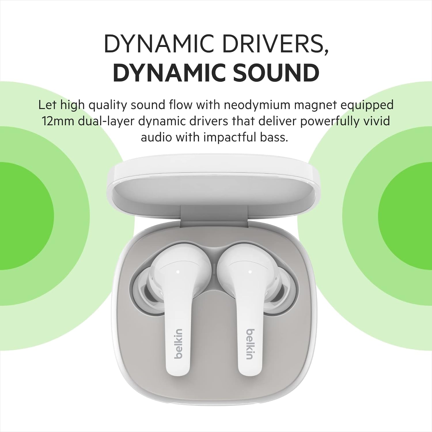 Belkin SOUNDFORM Flow True Wireless Earbuds with Active Noise Cancellation, Bluetooth Earphones with Wireless Charging, IPX5 Sweat and Water Resistant, 31H Play Time, for iPhone, Galaxy, Pixel - Black