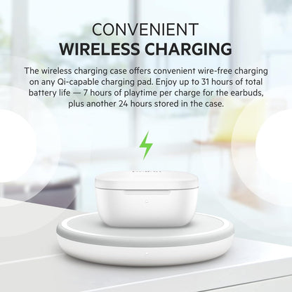 Belkin SOUNDFORM Flow True Wireless Earbuds with Active Noise Cancellation, Bluetooth Earphones with Wireless Charging, IPX5 Sweat and Water Resistant, 31H Play Time, for iPhone, Galaxy, Pixel - Black