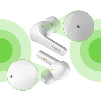 Belkin SOUNDFORM Flow True Wireless Earbuds with Active Noise Cancellation, Bluetooth Earphones with Wireless Charging, IPX5 Sweat and Water Resistant, 31H Play Time, for iPhone, Galaxy, Pixel - Black
