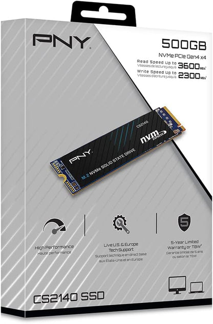 PNY CS2140 500GB M.2 NVMe Gen4 x4 Internal Solid State Drive (SSD) - M280CS2140-500-RB