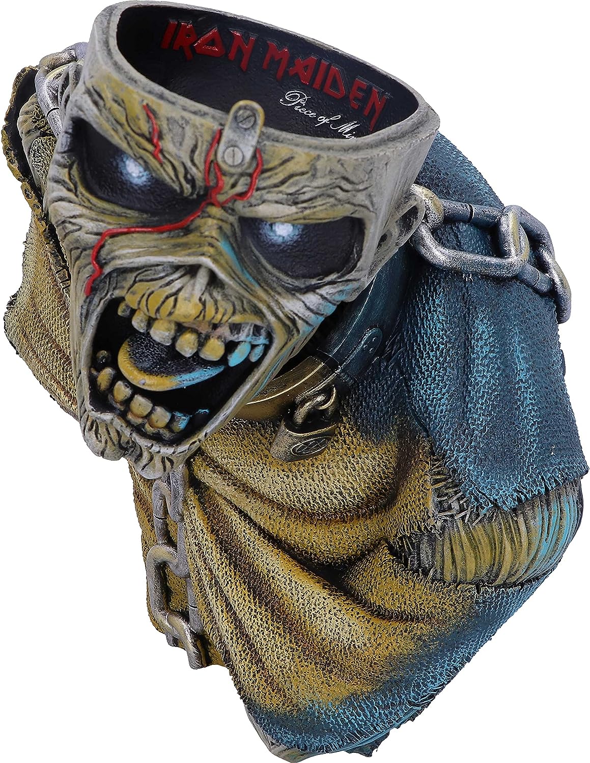 Nemesis Now Iron Maiden - Busto con scritta Piece of Mind, in resina, 12 cm, prodotto con licenza ufficiale Iron Maiden, Busto e scatola portaoggetti, in resina, dipinta a mano