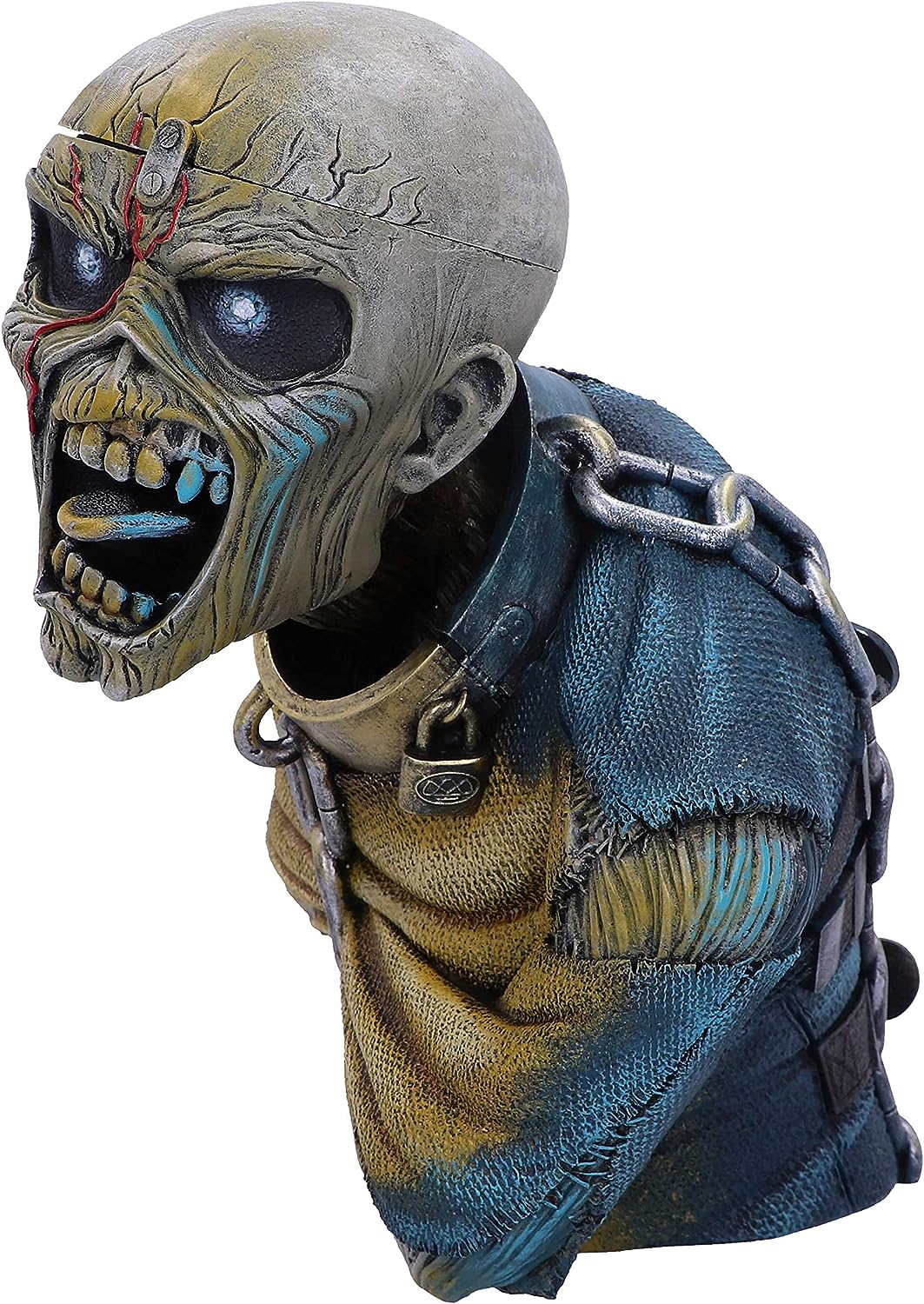 Nemesis Now Iron Maiden - Busto con scritta Piece of Mind, in resina, 12 cm, prodotto con licenza ufficiale Iron Maiden, Busto e scatola portaoggetti, in resina, dipinta a mano