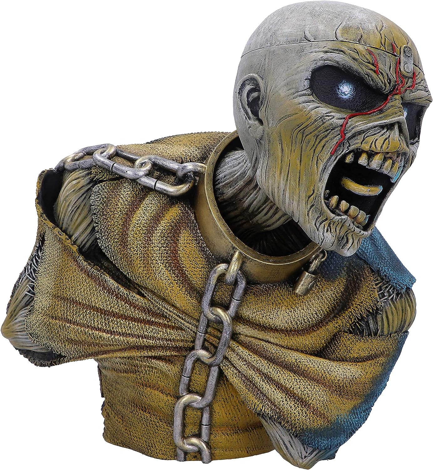Nemesis Now Iron Maiden - Busto con scritta Piece of Mind, in resina, 12 cm, prodotto con licenza ufficiale Iron Maiden, Busto e scatola portaoggetti, in resina, dipinta a mano