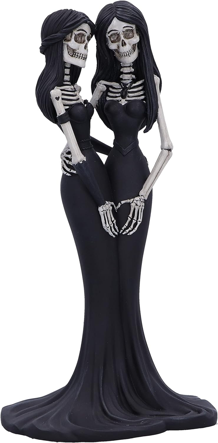 Nemesis Now Eternal Sisters 24cm, Resin, Gothic Wedding Giftware, Skeleton Sisters Figurine, Cast in the Finest Resin, Hand-Painted,Black and White