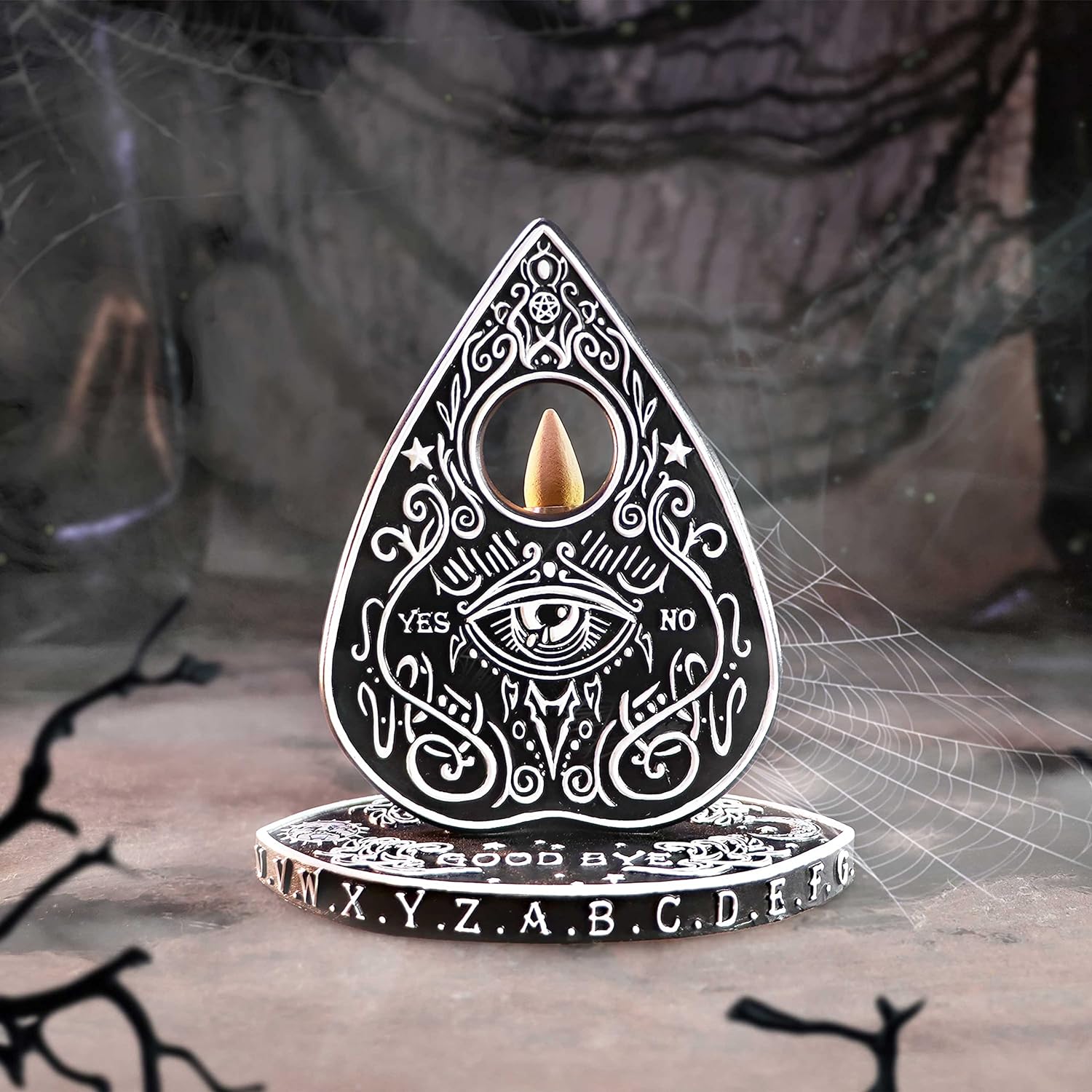 Black And White Spirit Board Planchette Backflow Incense Burner 15Cm