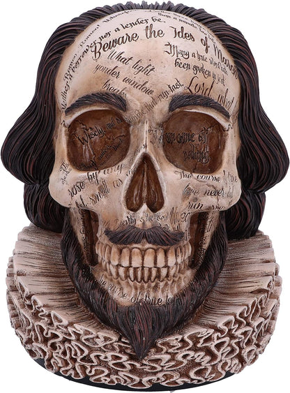 Nemesis Now Shakespeare's Legacy 16cm, Resin, Shakespeare Skull Figurine, Inspired by William Shakespeare, Cast in the Finest Resin, Hand-Painted