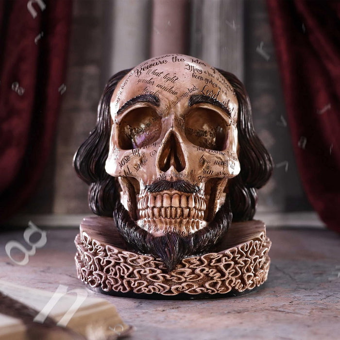 Nemesis Now Shakespeare's Legacy 16cm, Resin, Shakespeare Skull Figurine, Inspired by William Shakespeare, Cast in the Finest Resin, Hand-Painted