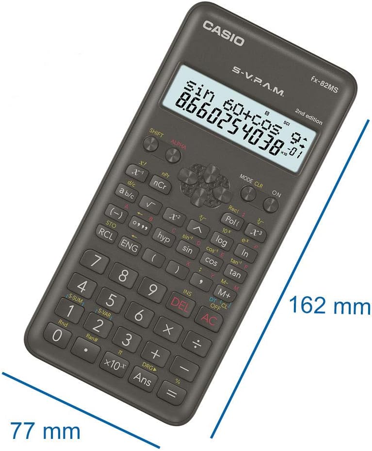 Casio FX-82MS-2 Scientific Calculator, Battery Operated, Grey