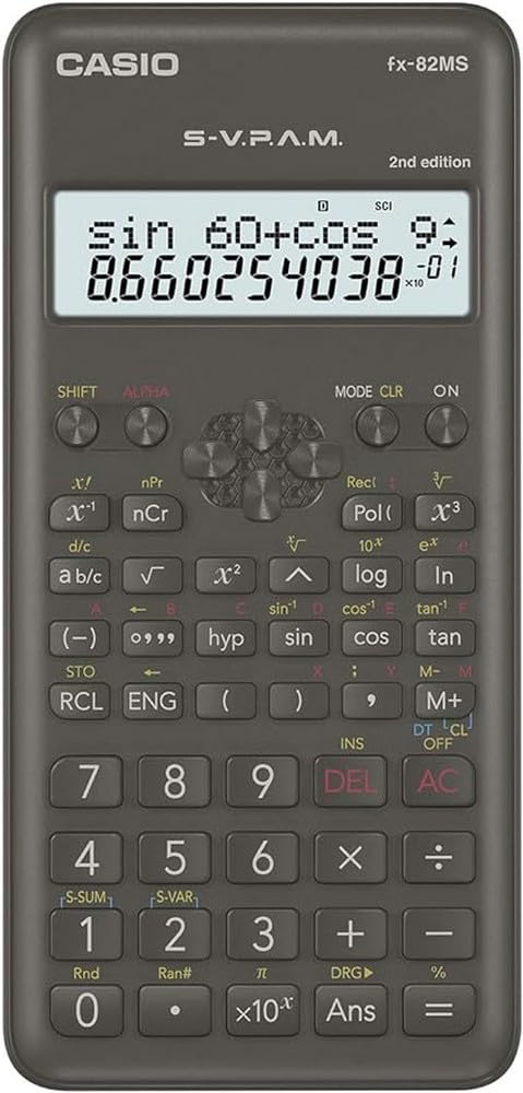 Casio FX-82MS-2 Scientific Calculator, Battery Operated, Grey