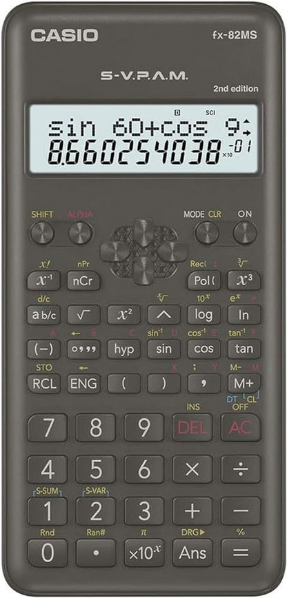 Casio FX-82MS-2 Scientific Calculator, Battery Operated, Grey