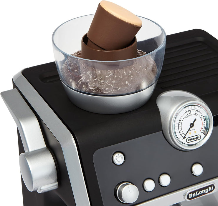 Casdon De'Longhi Toys. Barista Coffee Machine. Toy Kitchen Playset for Kids with Moving Parts, Realistic Sounds and Magic Coffee Reveal. For Children Aged 3+, Silver