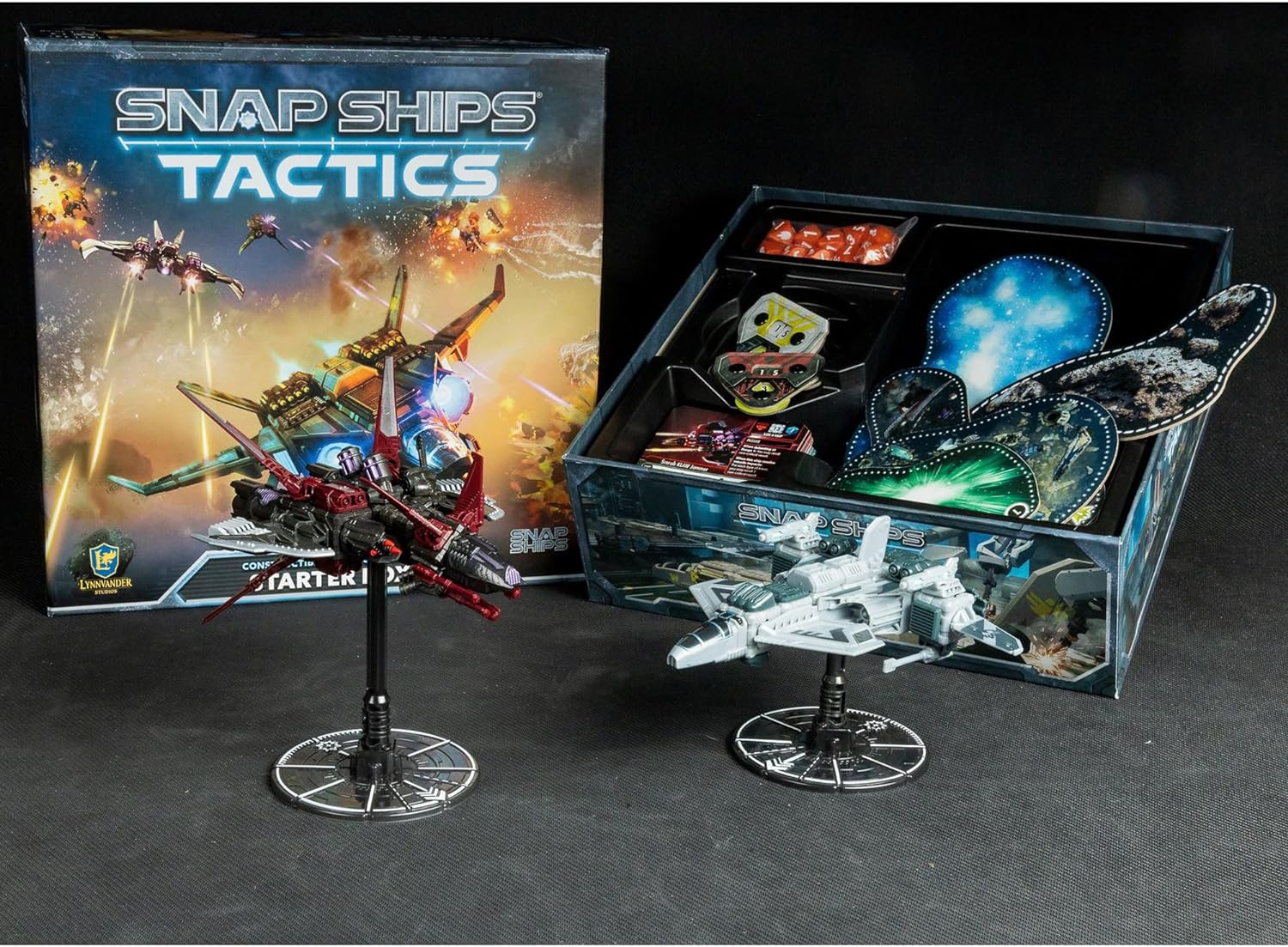 Snap Ships: Tactics Starter Box - The Strategic Miniatures Battle Game You Play with Modular Fully Customizable Ship Models, Ages 14+, 1-2 Players, Grey