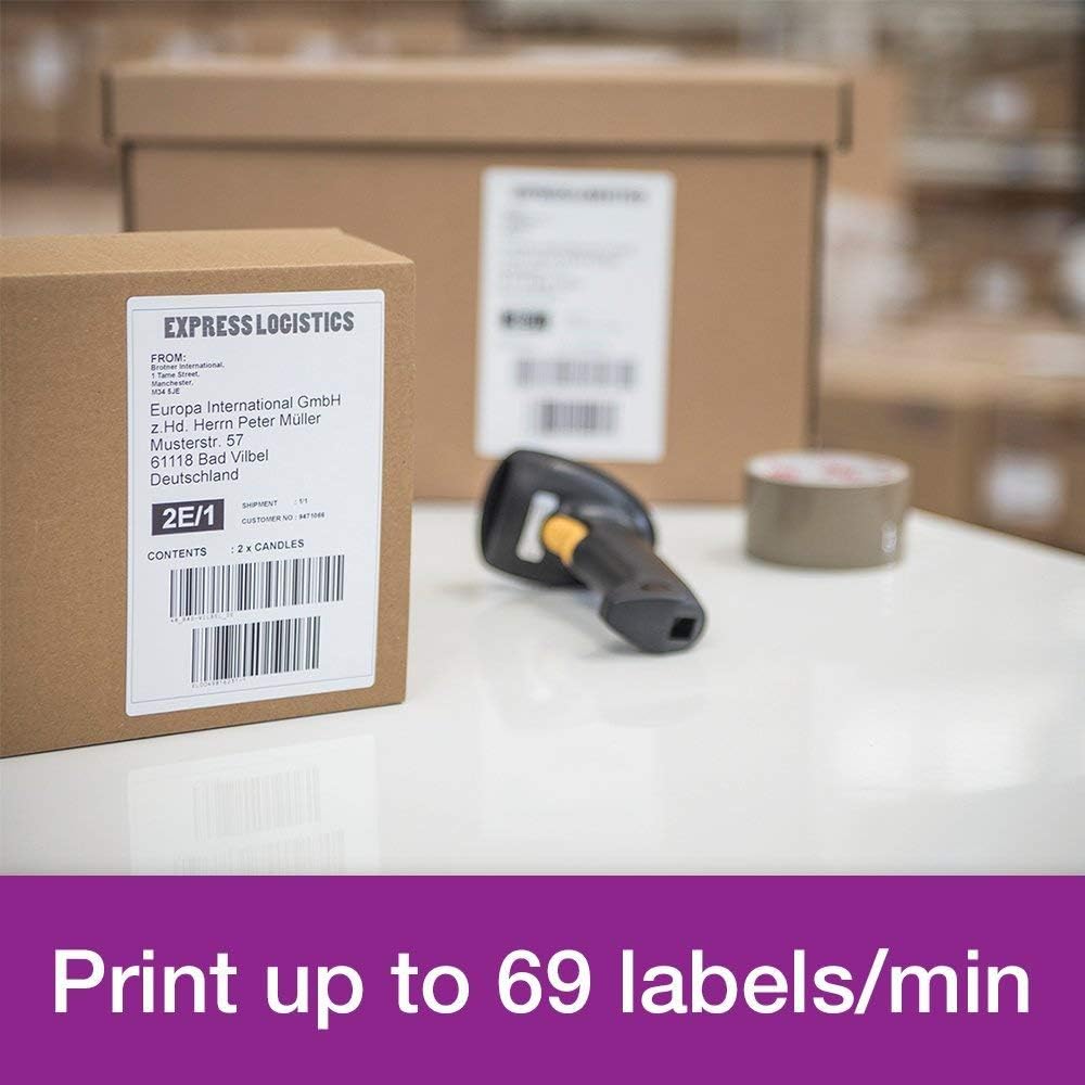 Brother QL-1110NWBc Label Printer | Shipping Labeller | Wireless/USB 2.0 | Desktop | Wide Format 4 Inch Labels | UK Plug